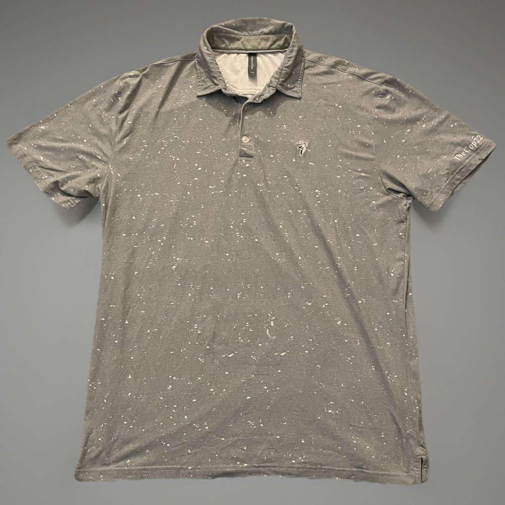 Anderson Ord Short Sleeve Golf Polo Shirt Logo Gray White Splatter Large JBHS